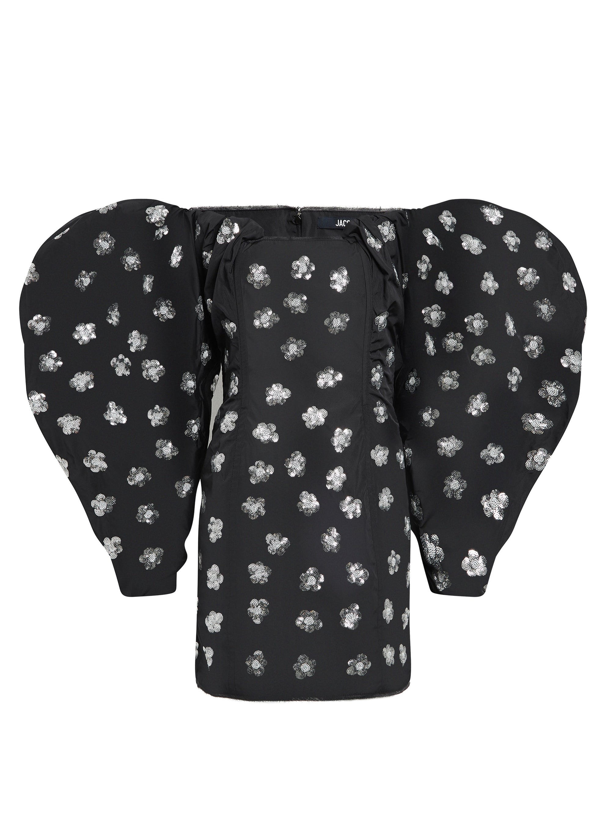 SEQUINS FLOWERS EMBROIDER LA ROBE TAFFETAS BRODÉE