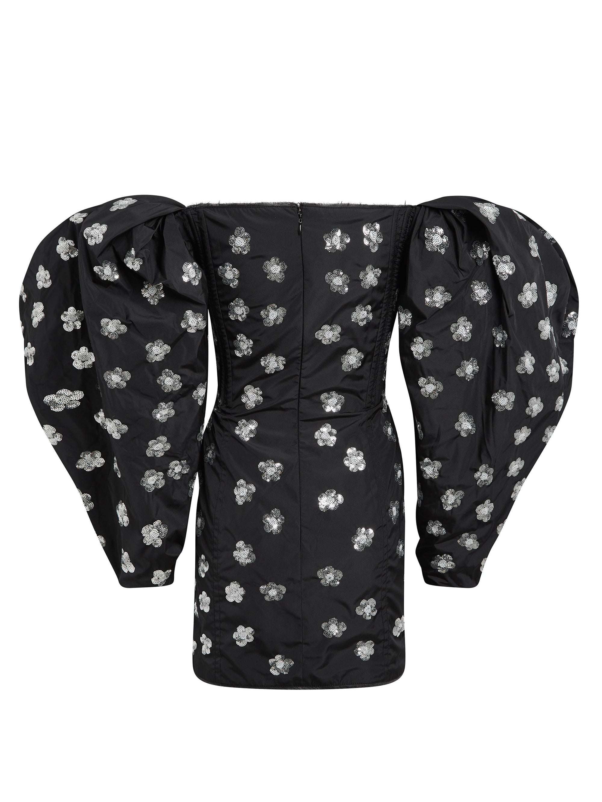 SEQUINS FLOWERS EMBROIDER LA ROBE TAFFETAS BRODÉE