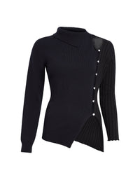 Pull à découpes en laine - Black Navy