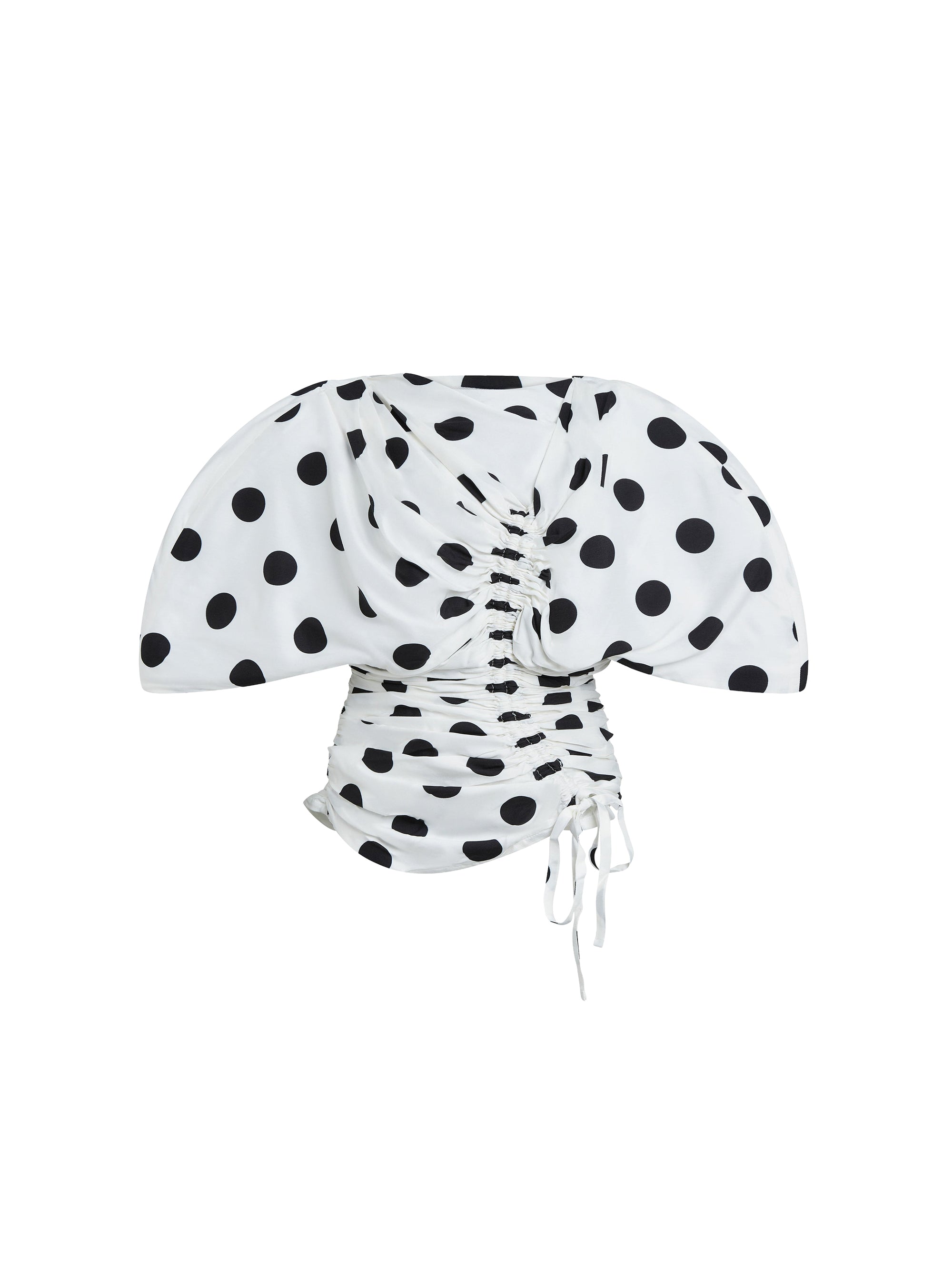 Blouse Vallauris froncée - Black & White Dots
