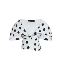 Blouse Vallauris froncée - Black & White Dots