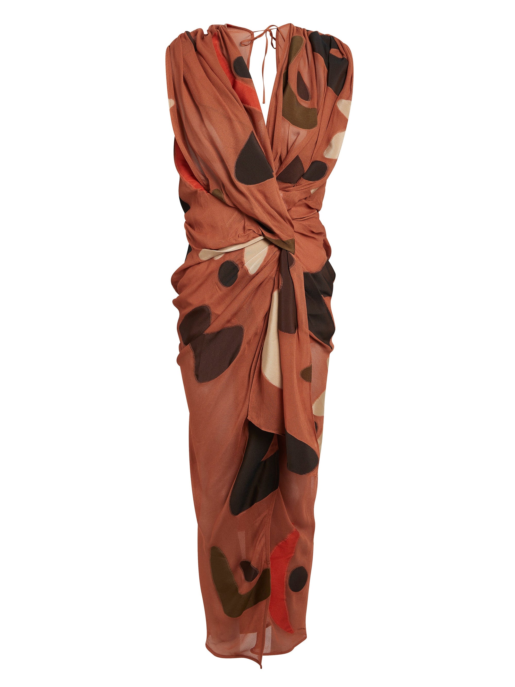 PRINT BROWN WAVES STRIPPE LA ROBE HENRI