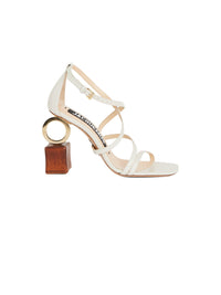 Sandales Samba 100 en cuir et bois - White