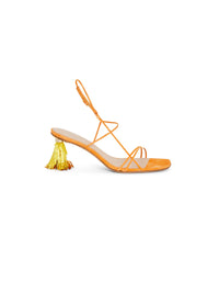 Sandales Raphia en cuir - Orange