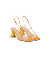 Sandales Raphia en cuir - Orange