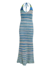Robe Tropea longue en laine - Blue Stripes