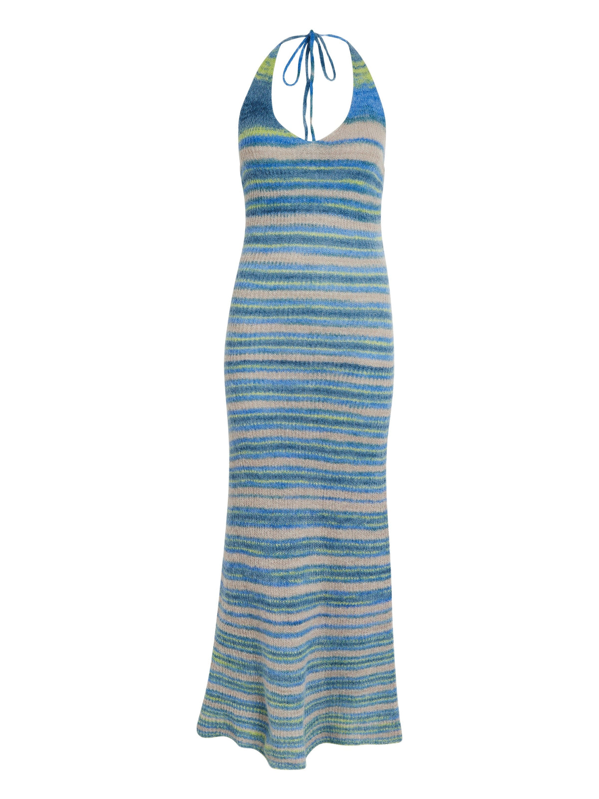 Robe Tropea longue en laine - Blue Stripes