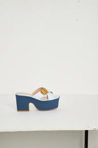 Sandales Tatanes en cuir - Print Blue Squares