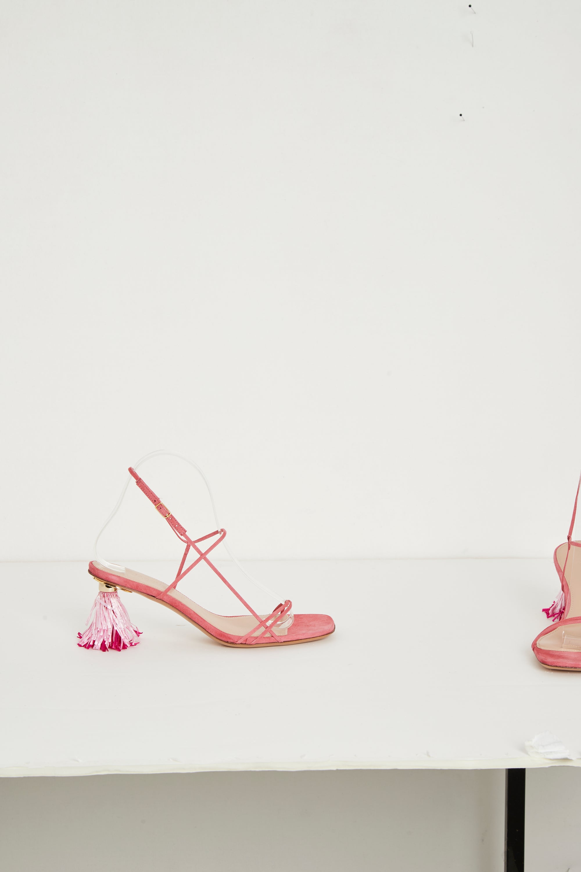 Sandales Raphia en cuir - Pink