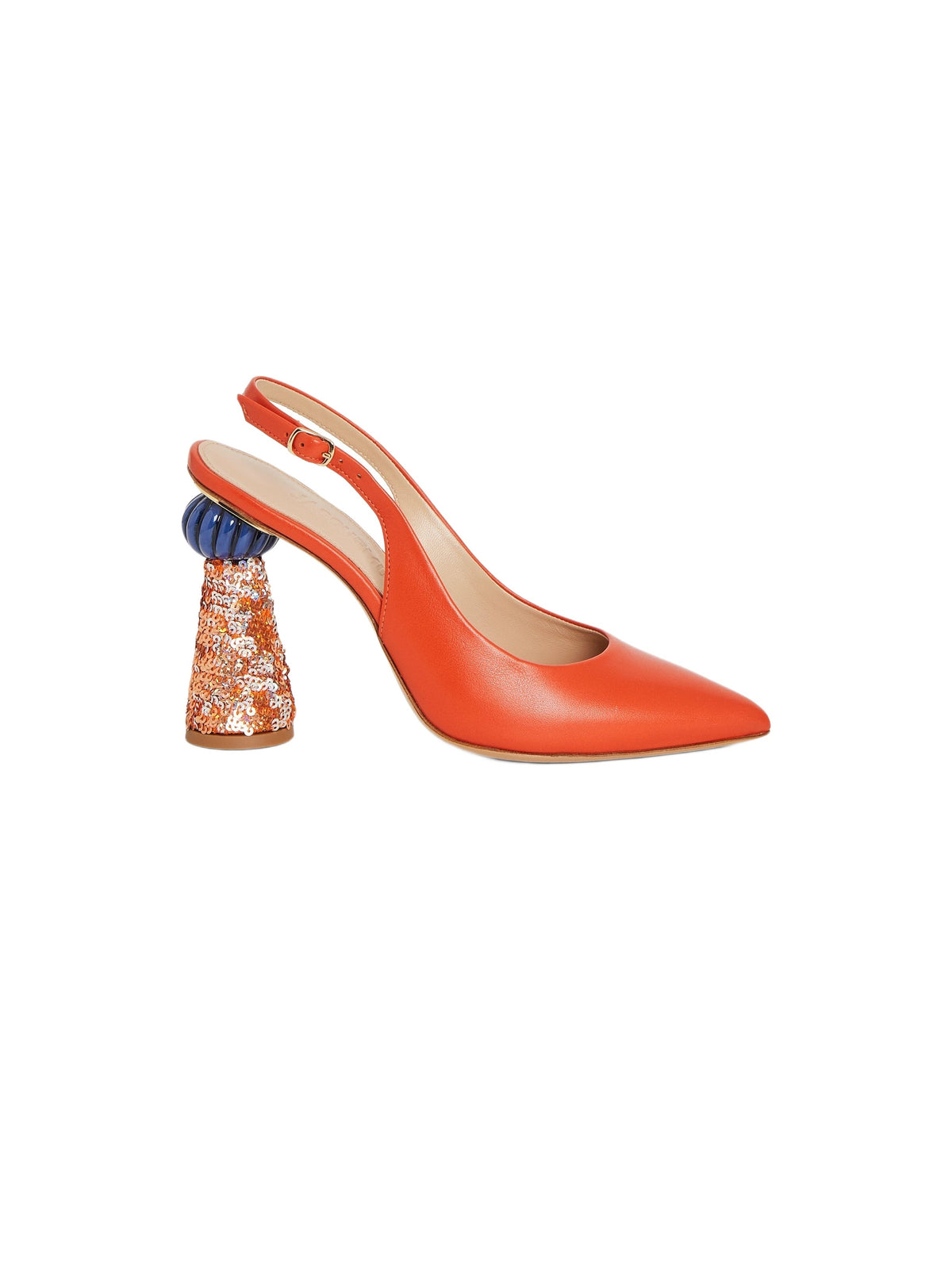 Slingbacks Loiza 80 en cuir - Orange