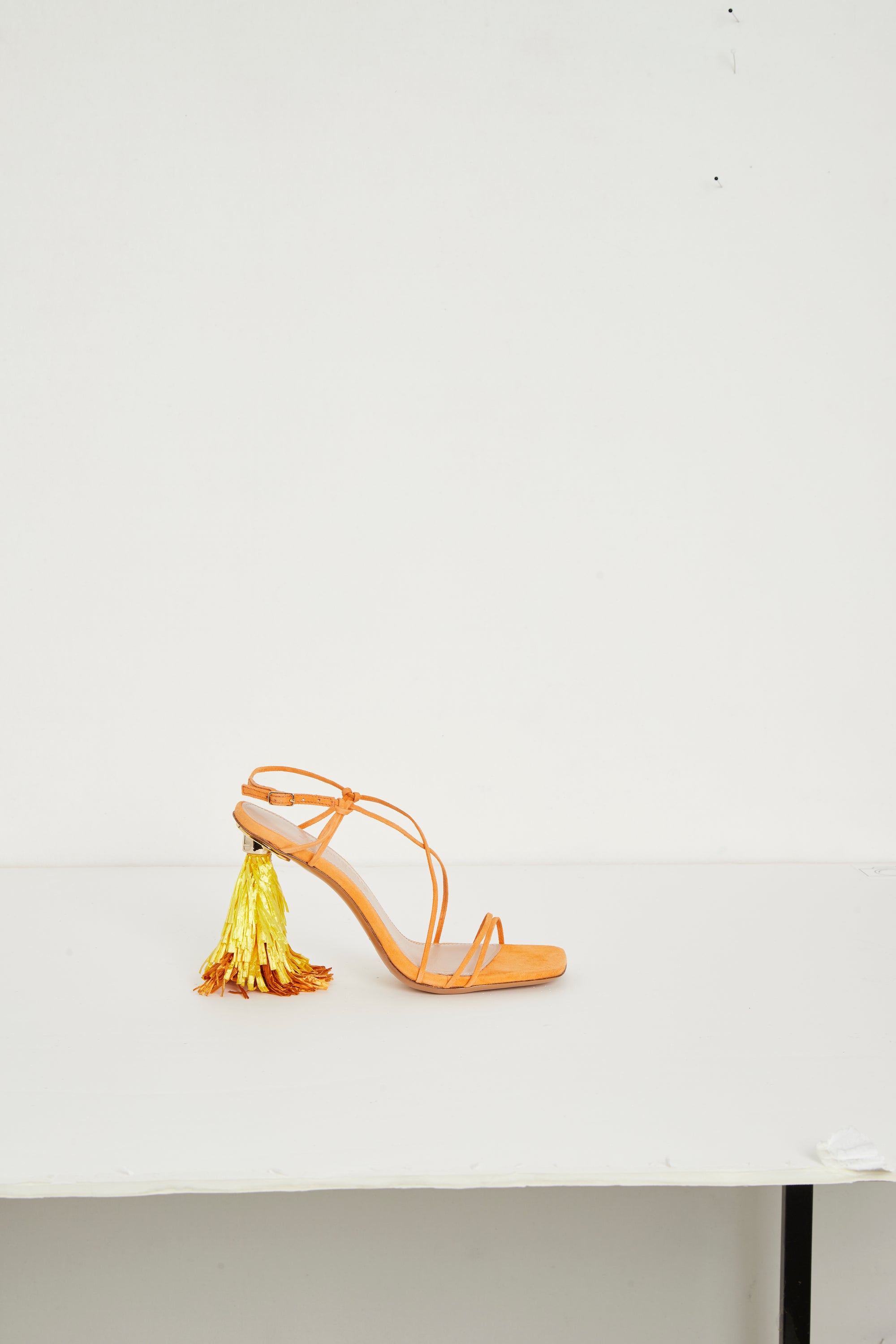 Sandales Raphia Haute en cuir - Orange