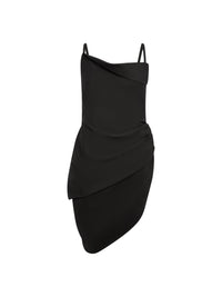 Robe courte Saudade à fente drapée - Black