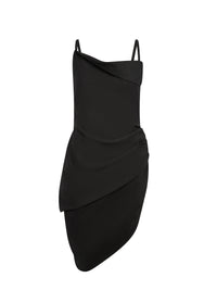 Robe courte Saudade à fente drapée - Black