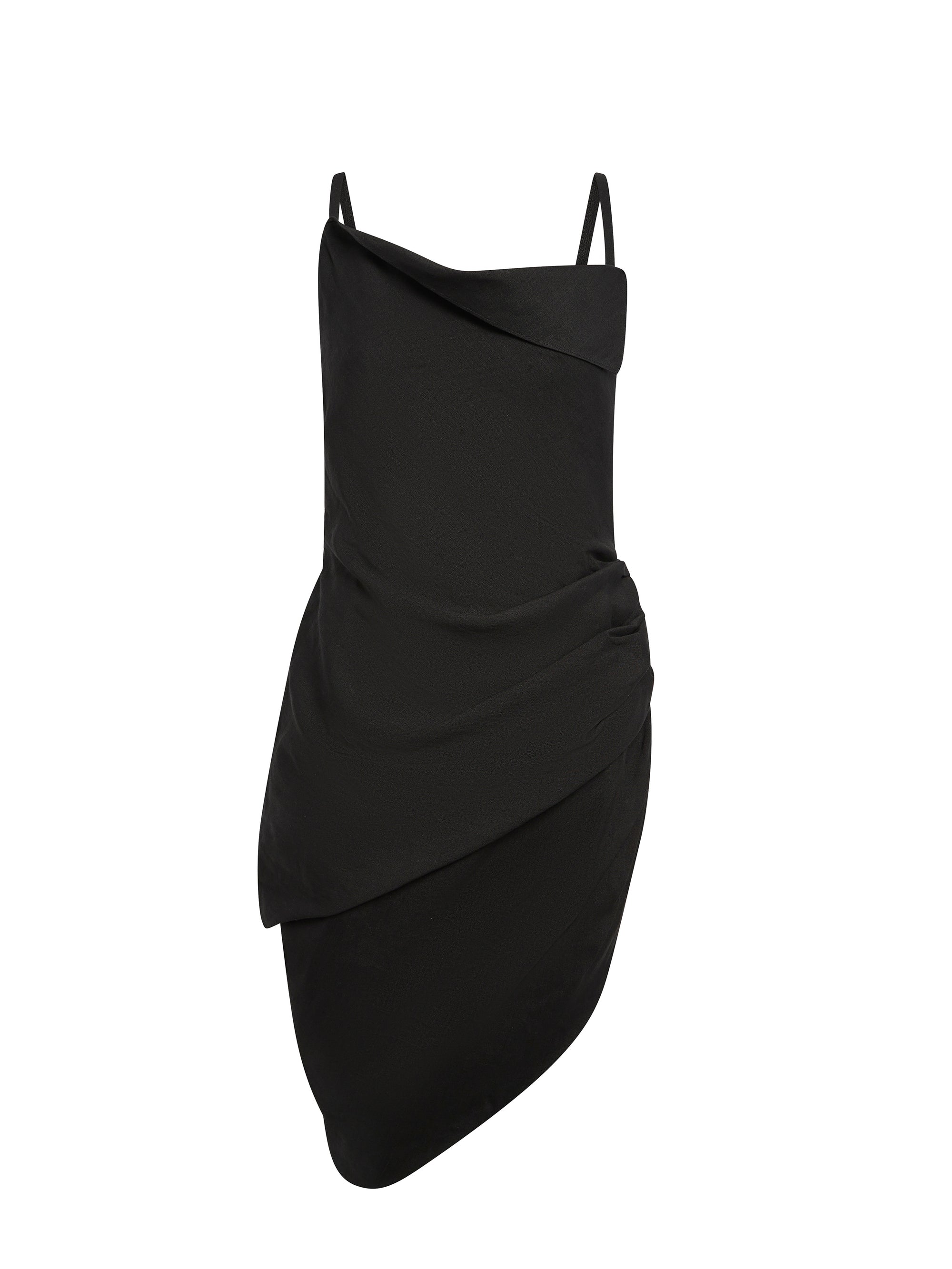 Robe courte Saudade à fente drapée - Black