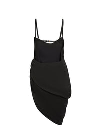 Robe courte Saudade à fente drapée - Black