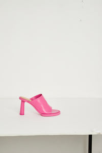 Mules Carré Rond en cuir - Pink