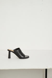 Mules Carré Rond en cuir - Black