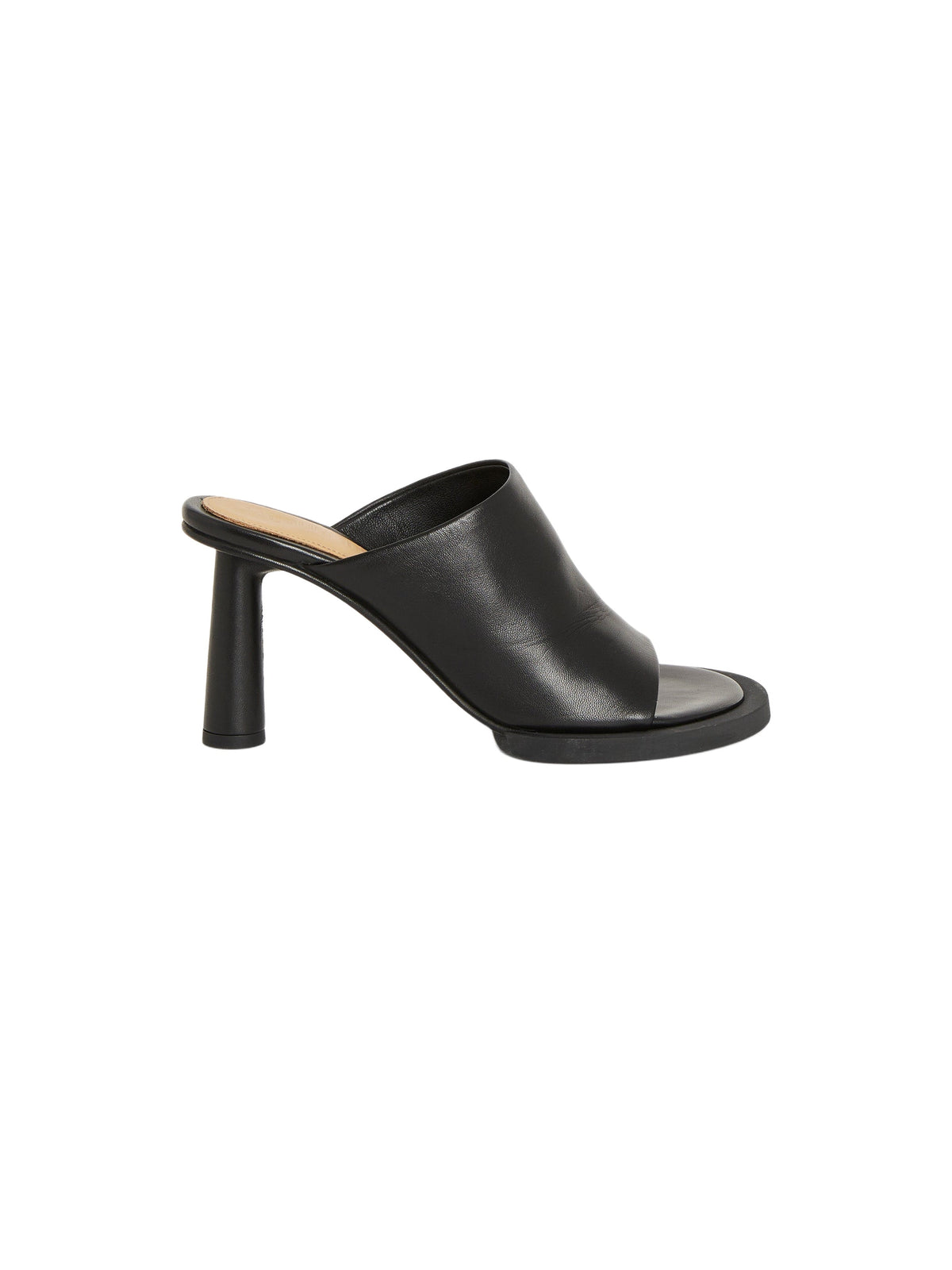 150€ / 1 sold //1 QTY / ST100%   Mules Carré Rond 75 en cuir - Black