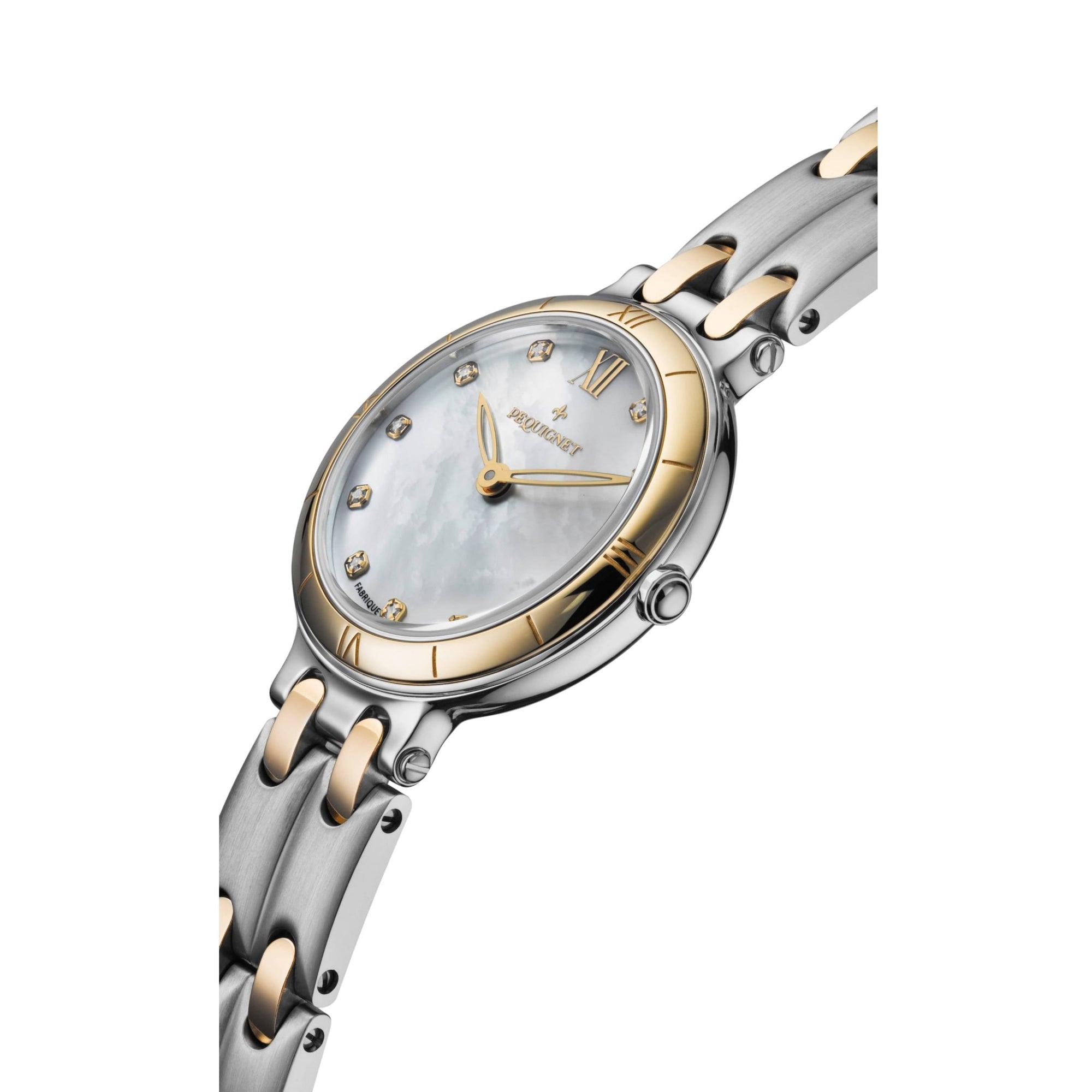 Montre Moorea en acier, or et diamants 29 mm - Nacre blanche