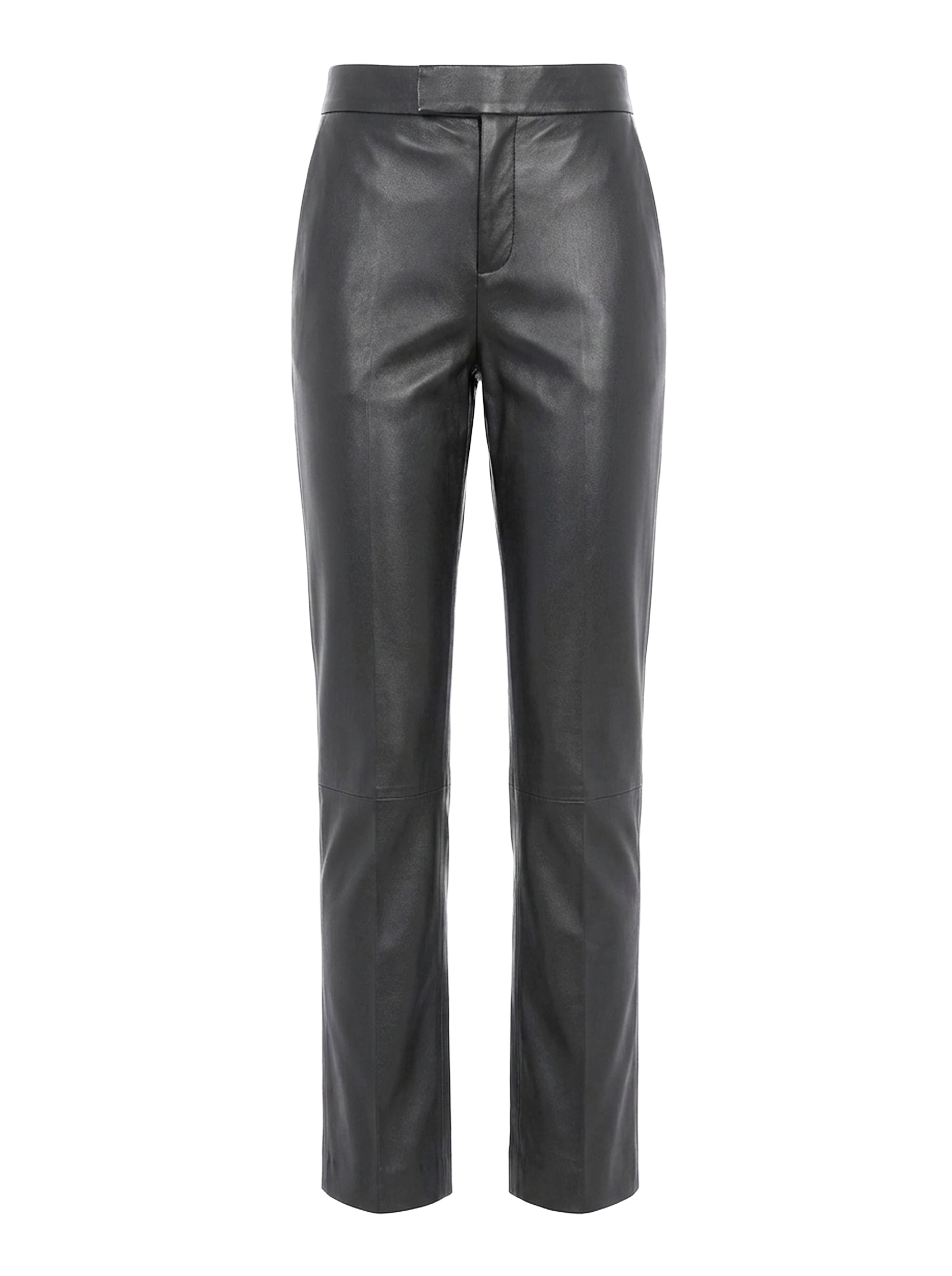 Pantalon droit en cuir - Black