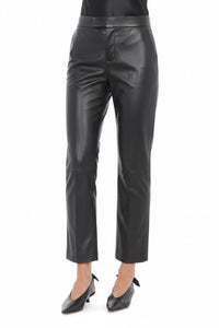 Pantalon droit en cuir - Black