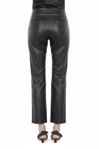 Pantalon droit en cuir - Black