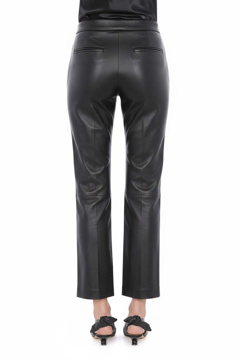 Pantalon droit en cuir - Black