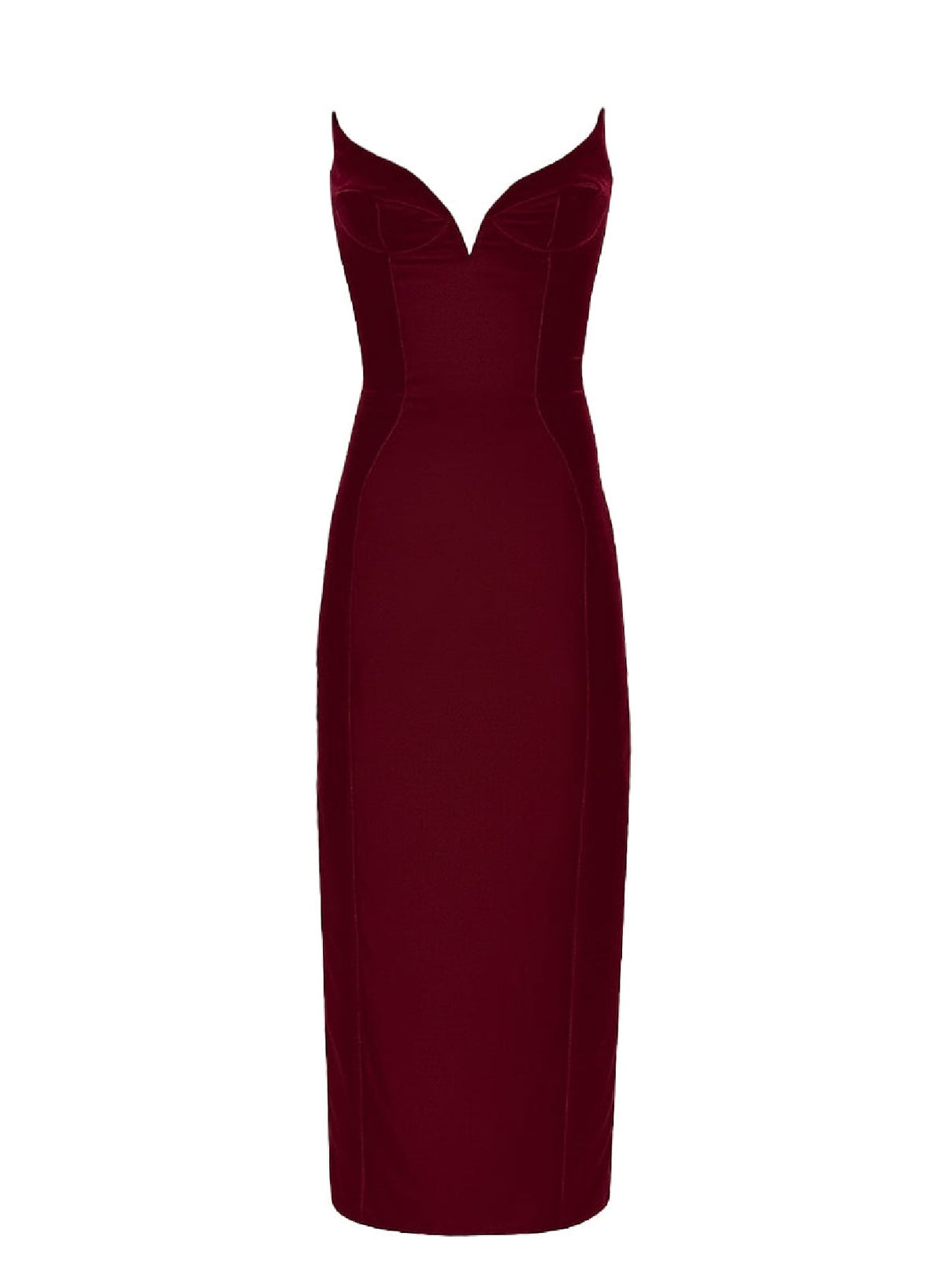BLOOD RED // red signature strapless velvet gown