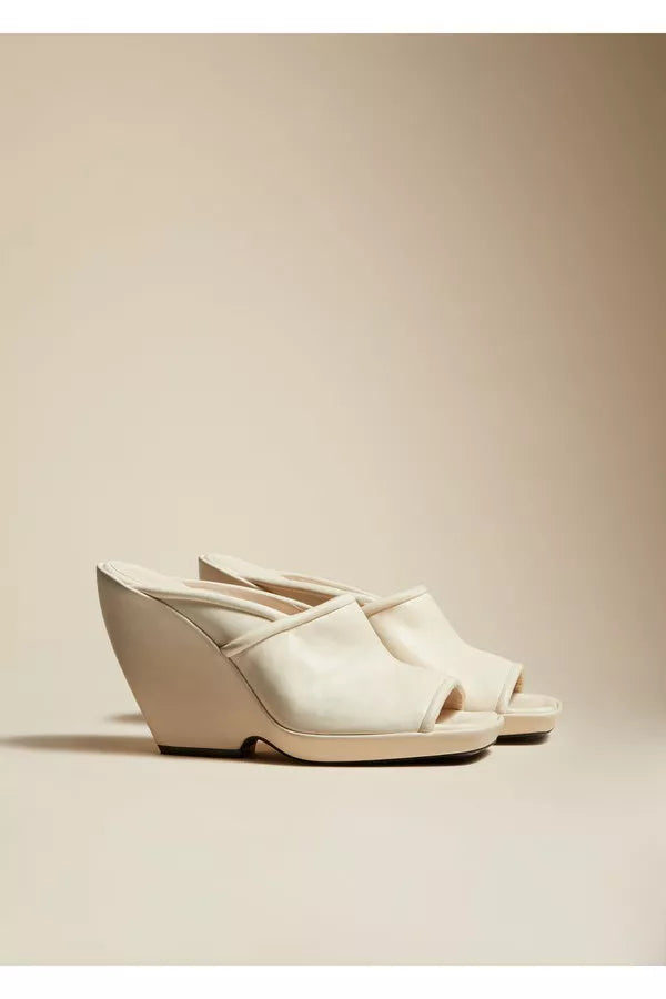 Stagg heel in leather - Cream