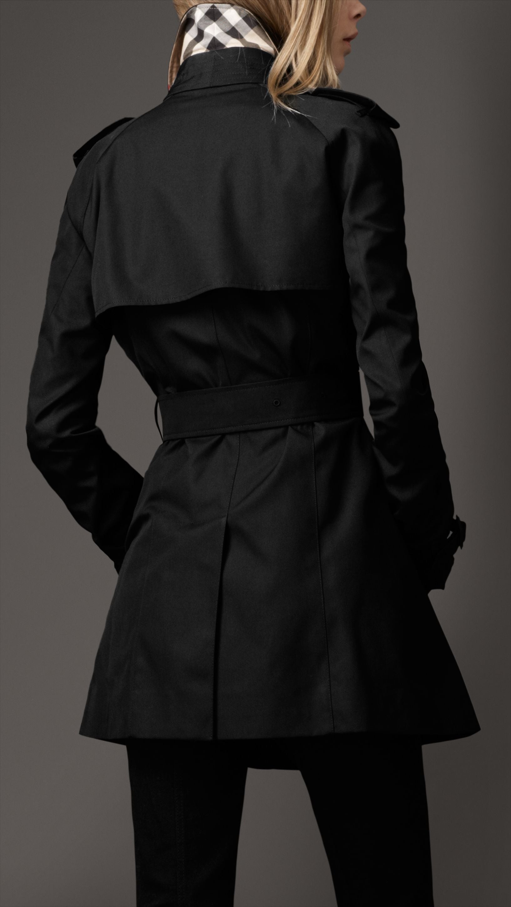 ZZNOSTOCK Trench-coat court en coton technique - Black