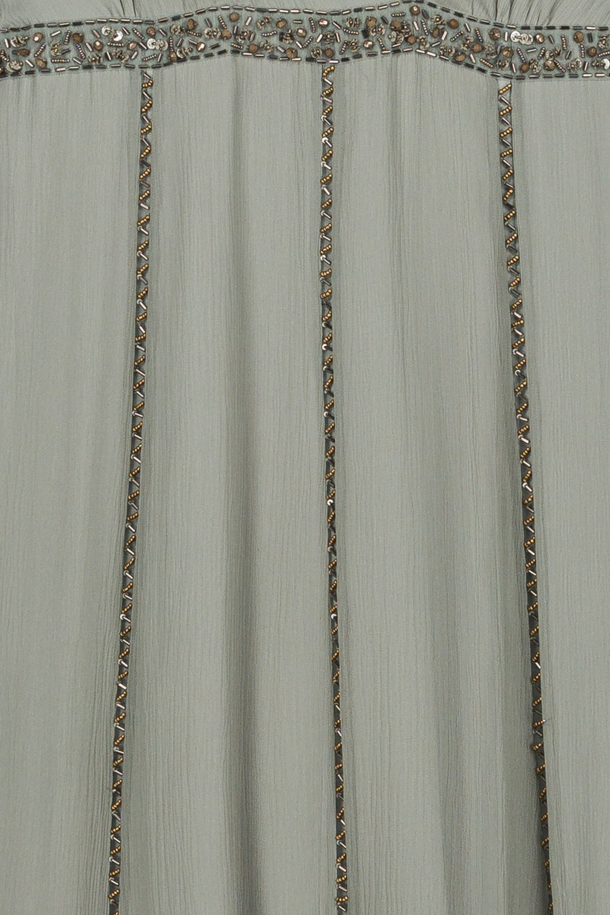 Robe courte col v broderie - Sauge