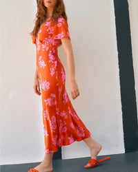 Robe longue Denise en soie - Big Bouquet