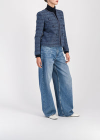 Textured cropped jacket - Blue