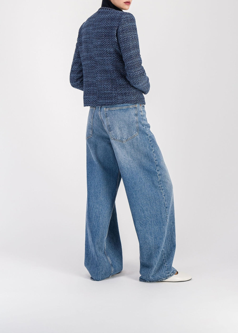 Textured cropped jacket - Blue