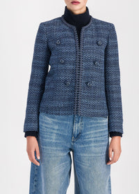 Textured cropped jacket - Blue