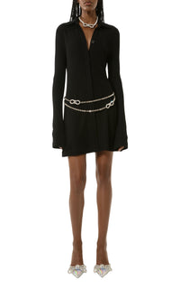 Bow Chain short dress embellished with rhinestones - Black