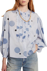Blouse Maguette à manches bouffantes - Blue