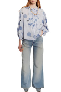 Blouse Maguette à manches bouffantes - Blue