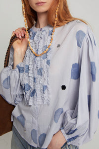 Blouse Maguette à manches bouffantes - Blue