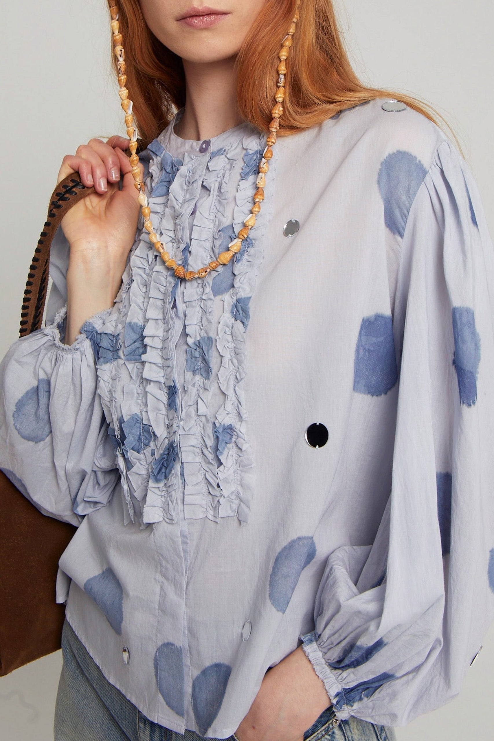 Blouse Maguette à manches bouffantes - Blue