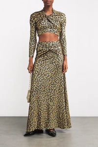 Jupe longue jacquard léopard - Tiger Lurex & Gold & Cam