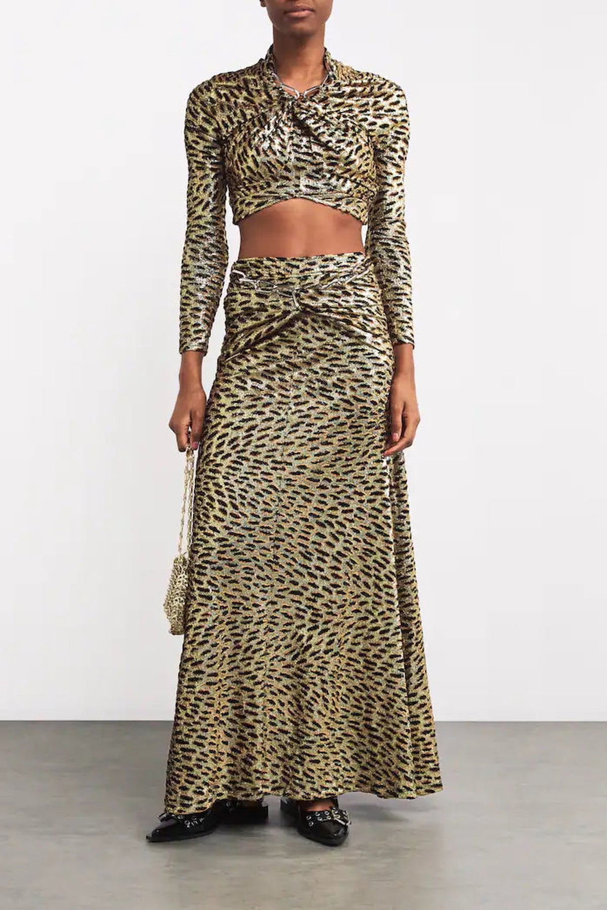 Jupe longue jacquard léopard - Tiger Lurex & Gold & Cam
