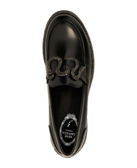 Morgana rhinestone leather loafers - Nero & Jet Hematite