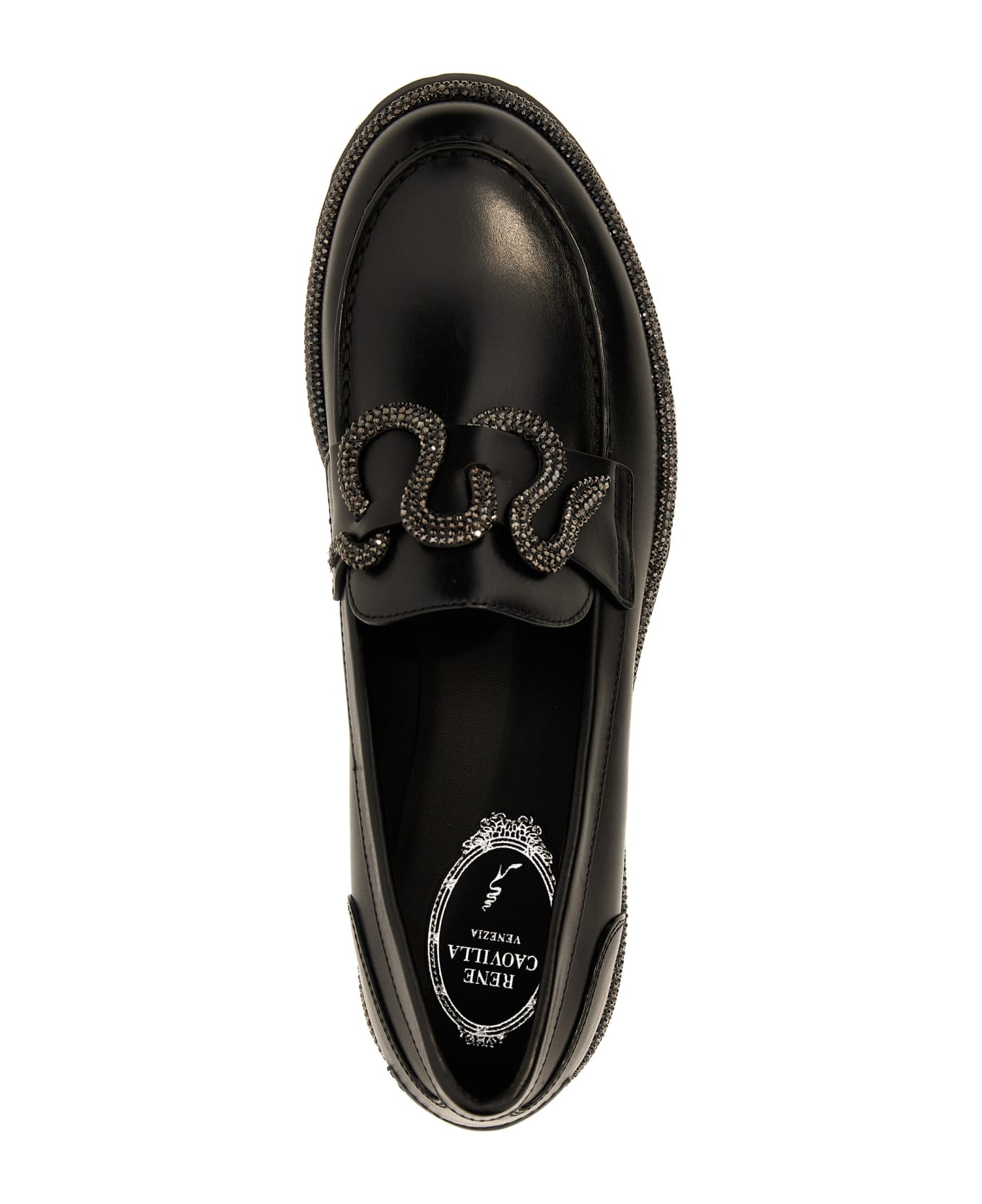 Morgana rhinestone leather loafers - Nero & Jet Hematite