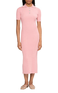 Rhinestone embellished polo midi dress - Pink