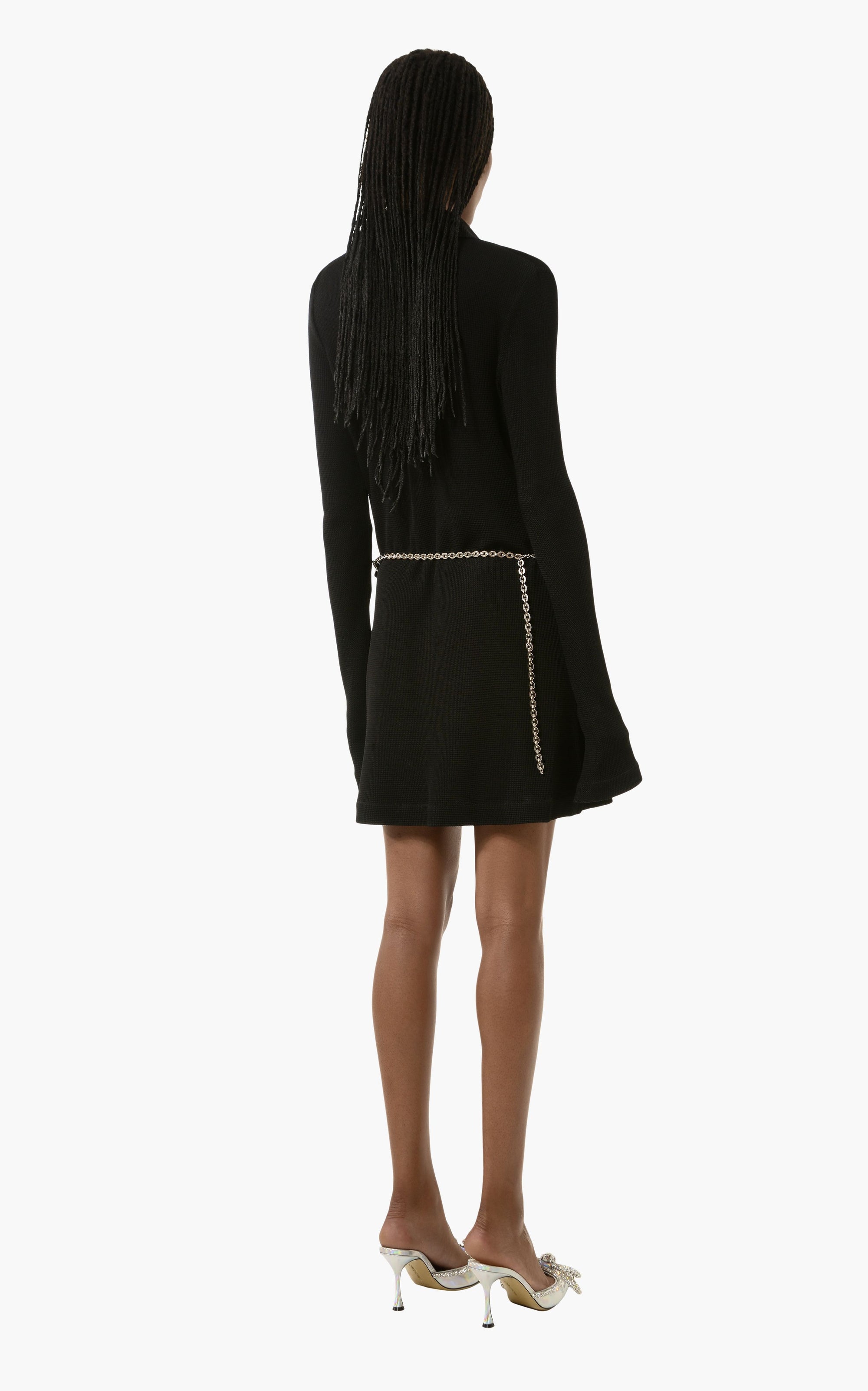 Bow Chain short dress embellished with rhinestones - Black