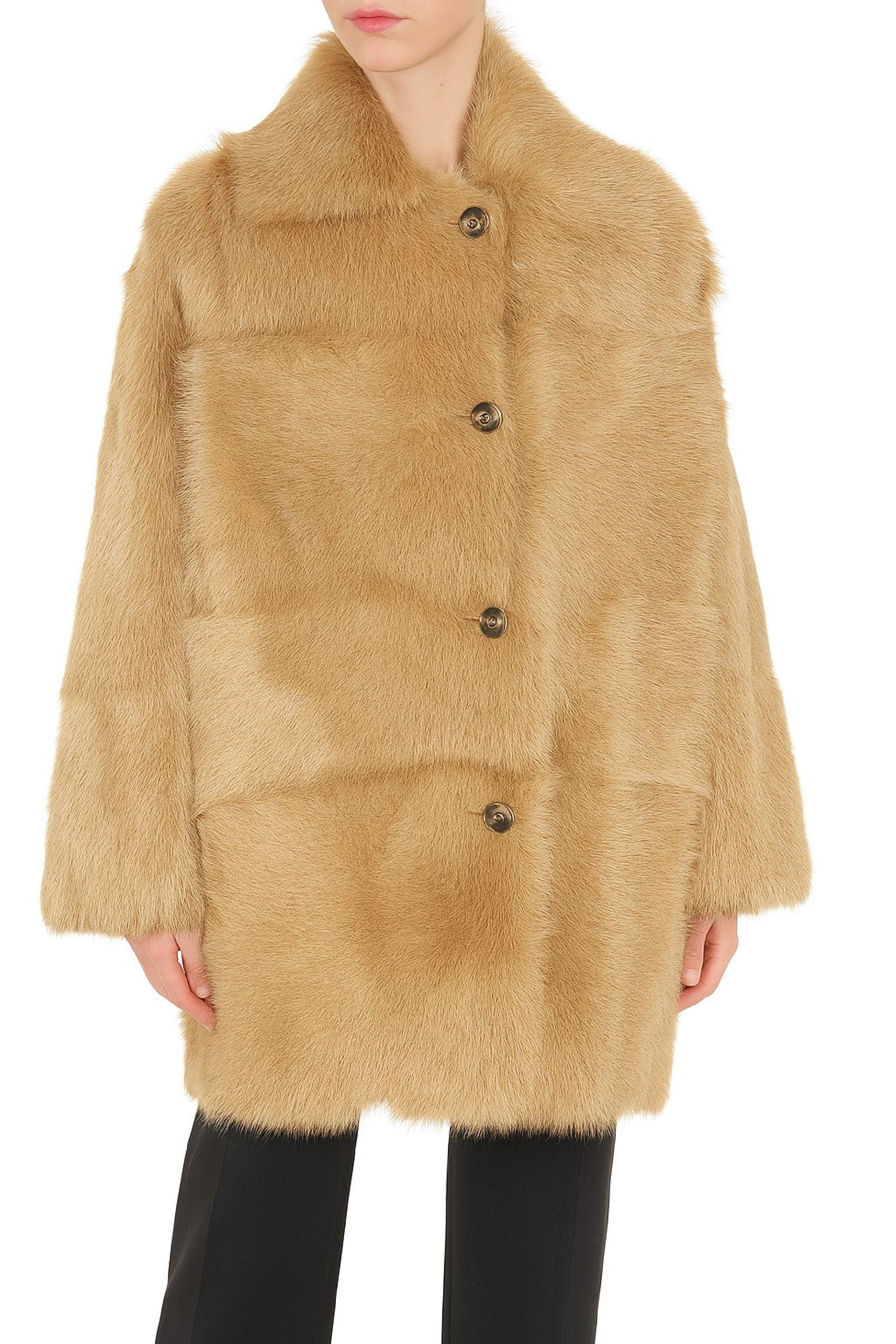 Manteau en fausse fourrure - Brown & Yellow