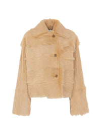 Manteau court en fausse fourrure - Brown & Yellow