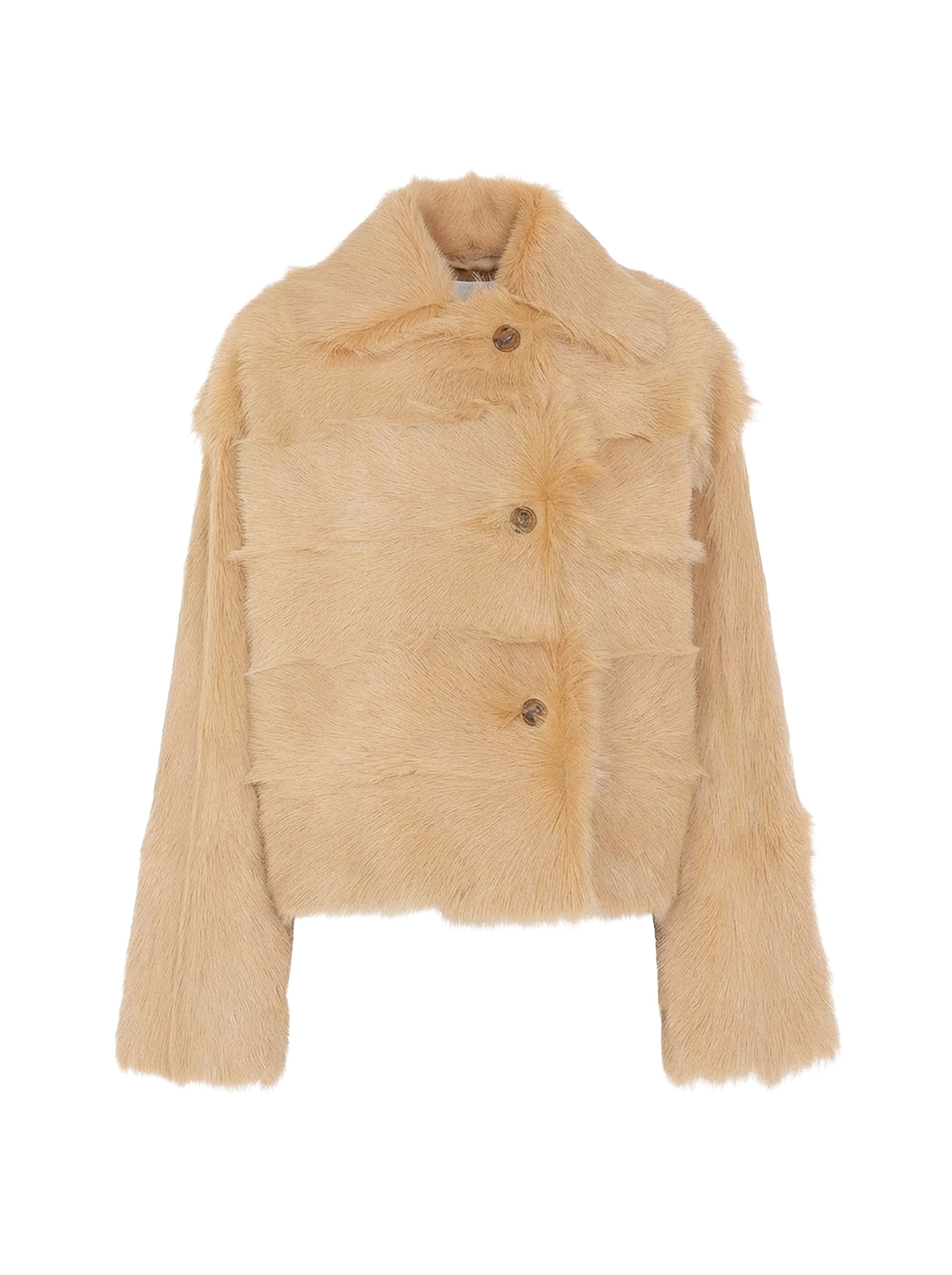 Manteau court en fausse fourrure - Brown & Yellow