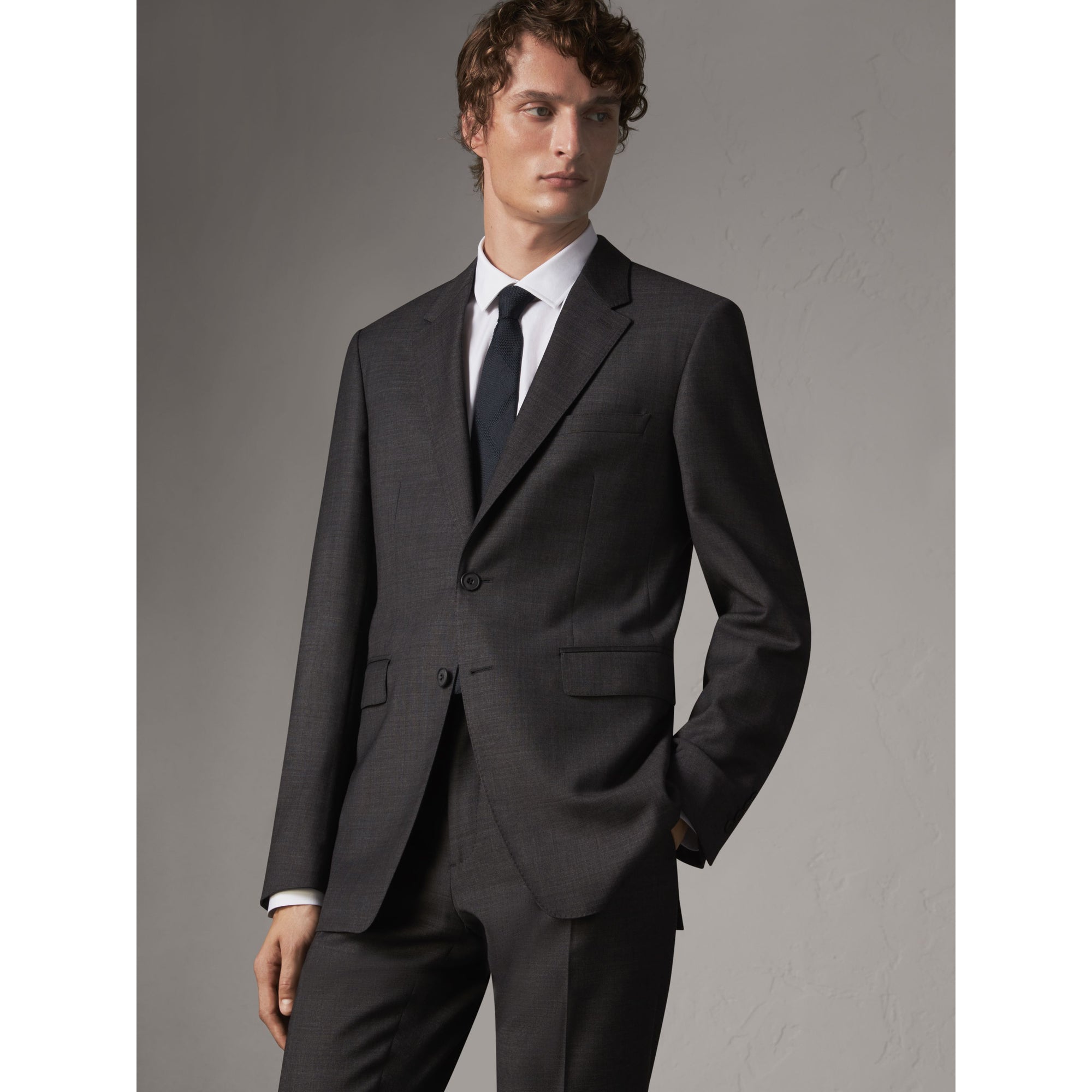 ZZNOSTOCK Costume en laine vierge Travel Tailoring - Dark Grey Melange